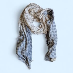 🌈C'est Moi Mediterranean Blue And White Shawl Scarf With Fringe